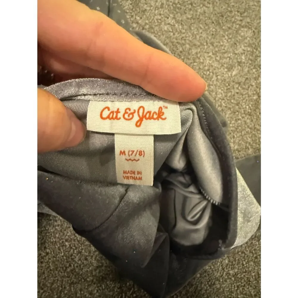 Cat & Jack Sparkly Silver Velvet Dress Sz M (7/8)